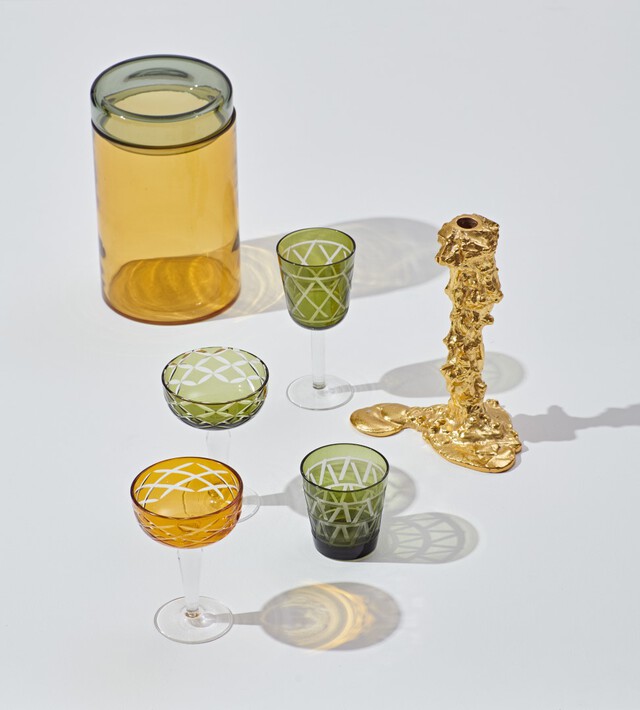 Wine glass Tie up set 4, Olive green, pdp