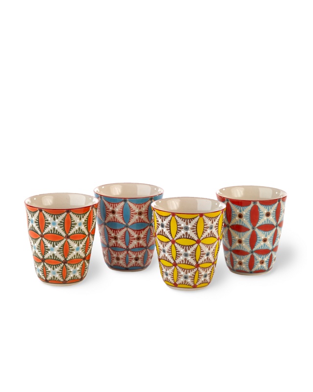 Cups colour hippy set 4, Multi-colour, large