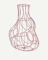 vase three ears frame red M, Coral red, small