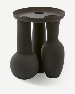 vase plate roman black, Black, medium