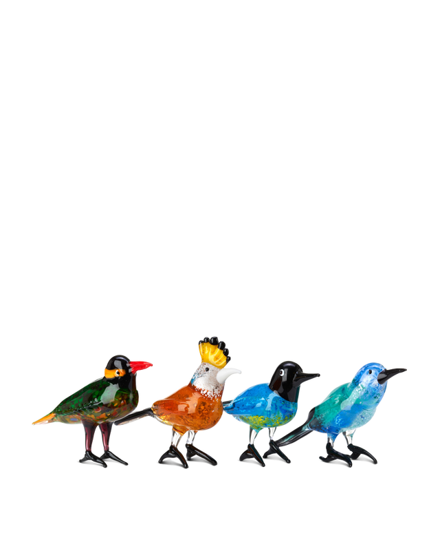 Glass paradise birds set 4, Multi-colour, large