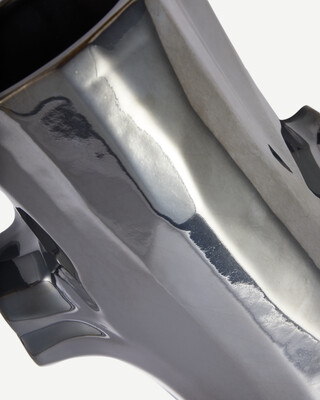 vase log metallic S, Dark grey, medium