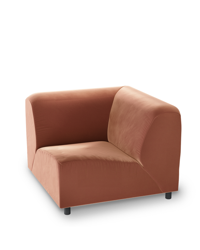 sofa a-round-u corner velvet brown, Dark brown, large