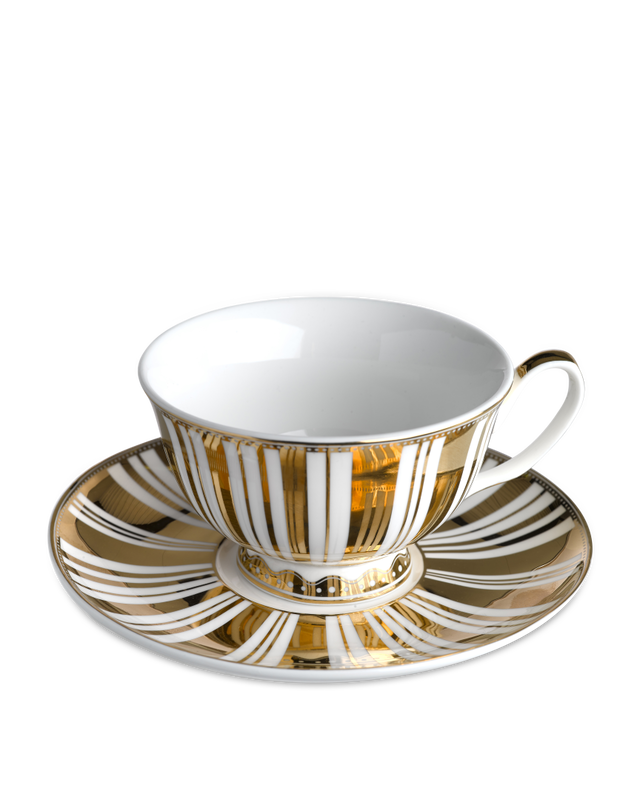 Tea set stripes gold + silver set 4, Multi-colour, large