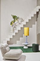 Stool Clover boucle ecru, Dark green, small