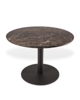 Dining table Slab round marble look brown, Dark brown, small