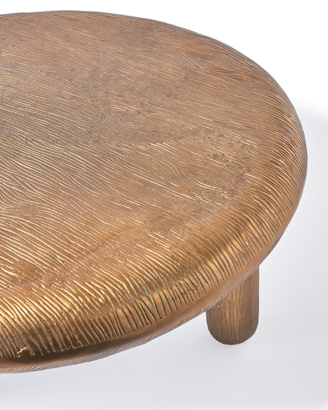 coffee table thick disk antique brass, Copper, large