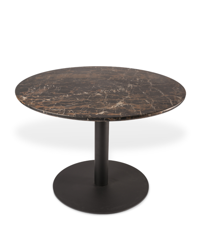 Dining table Slab round marble look brown, Dark brown, large