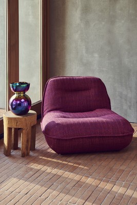 lounge chair puff burgundy red, Burgundy red, medium