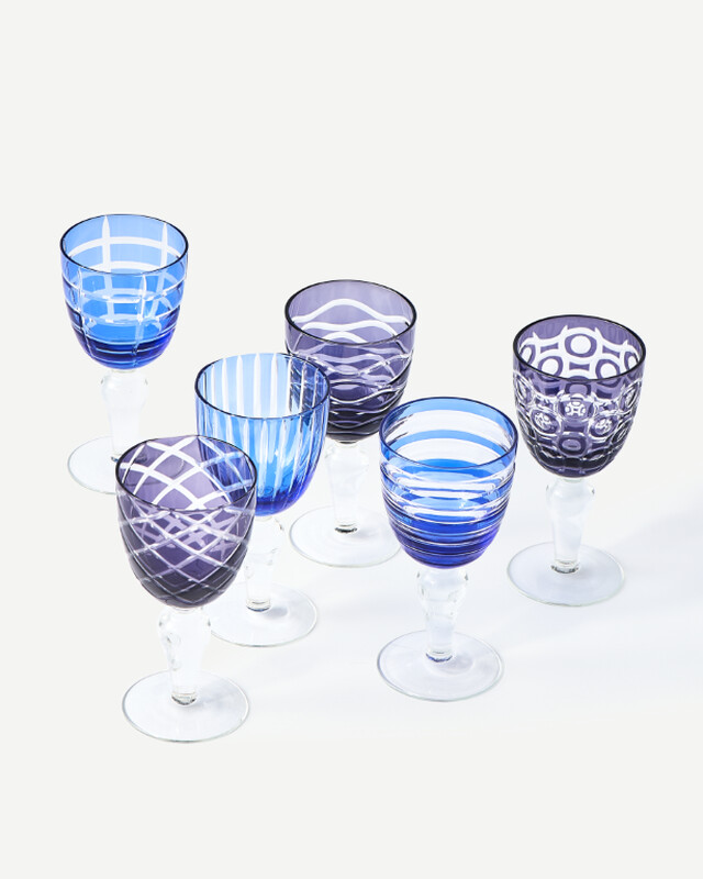 Wine glass cobalt mix set 6, Multi-colour, pdp