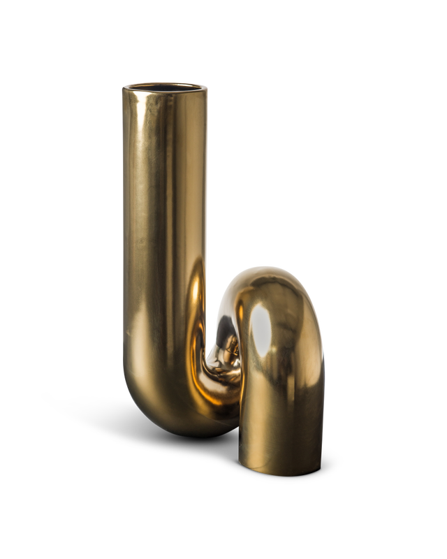 Vase Yourtube gold, Gold, large