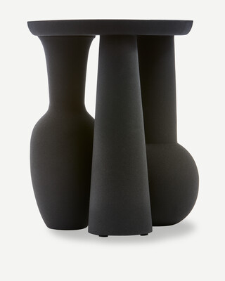 vase plate roman black, Black, medium