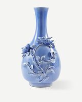 vase 3D birds orange, light blue, small