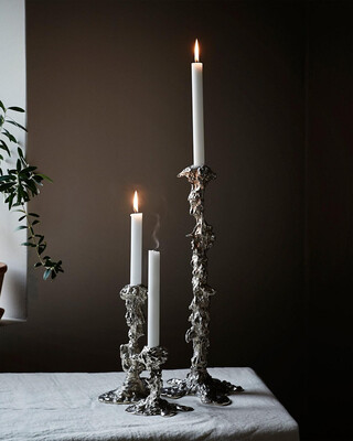 Drip candle holder L, Silver, medium