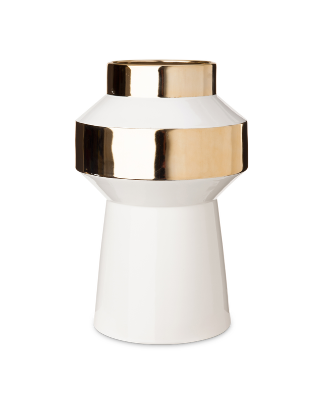 Vase Object white & gold M, Gold, large