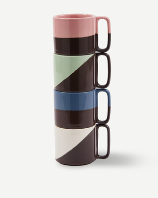 mugs stacking dark grey set 4, Dark grey, medium