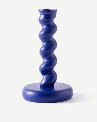 candle holder twister dk. blue M, Dark blue, medium