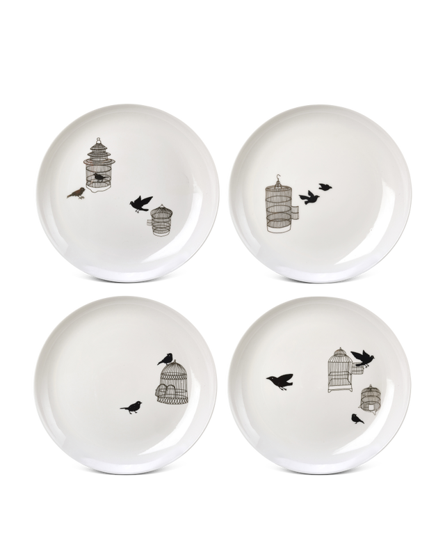 Side plate Freedom birds set 4, White, large