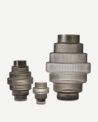 Vase Steps grey large, Dark grey, medium