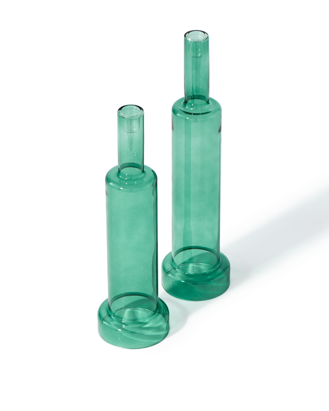 Candle holder skyscraper green set 2, Dark green, large