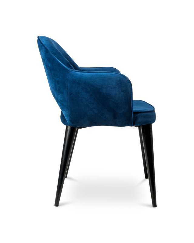 Chair arms Cosy velvet blue / black legs, Dark blue, large