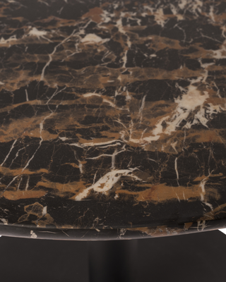 Dining table Slab round marble look brown, Dark brown, medium