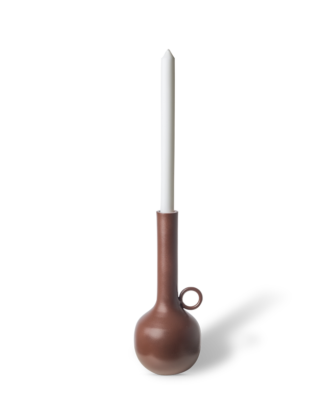 Candle holder Spartan brown M, Cognac, large