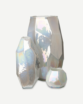 Vase graphic luster white L, White, medium