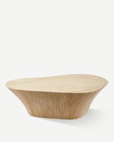 coffee table oval travertine look L, Beige, small