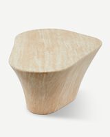 coffee table oval marble look white, Beige, small