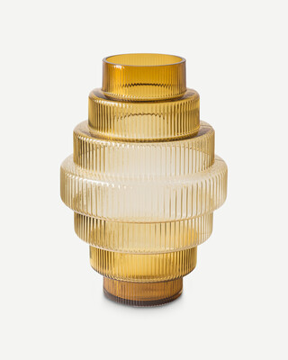 Vase Steps amber small, Ochre, medium