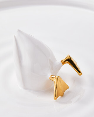 plate diving duck white/gold, Gold, medium