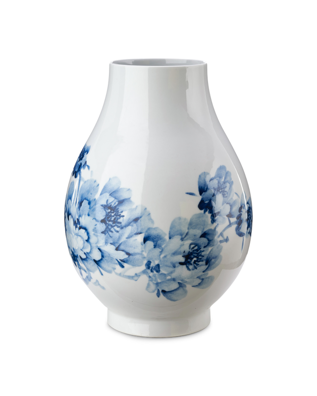 Vase Peony red, light blue, large