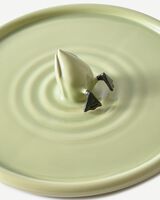 plate diving duck pink, Green grey, small