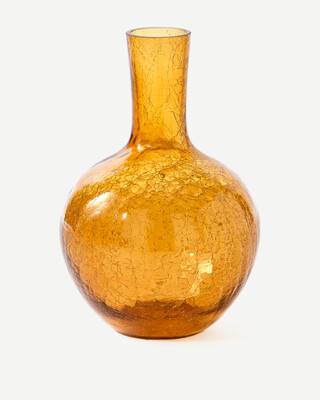 Crackled Glass Ball Body Vase - S