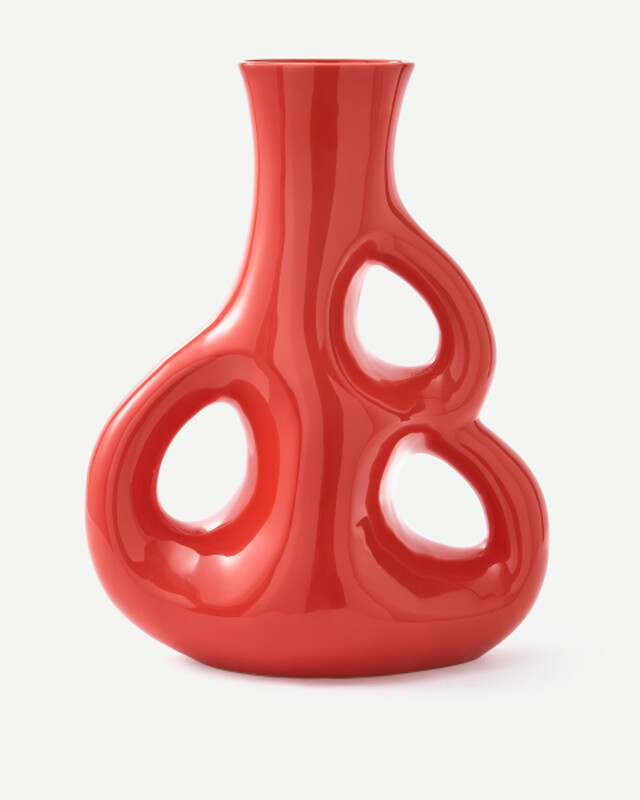 vase three ears yellow L / H50,5 cm, Coral red, pdp