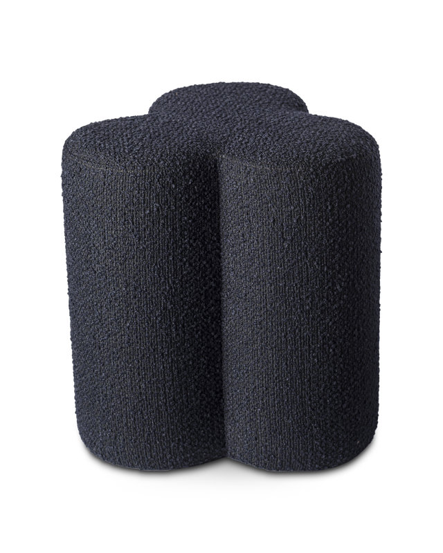 Stool Clover boucle ecru, Dark blue, large