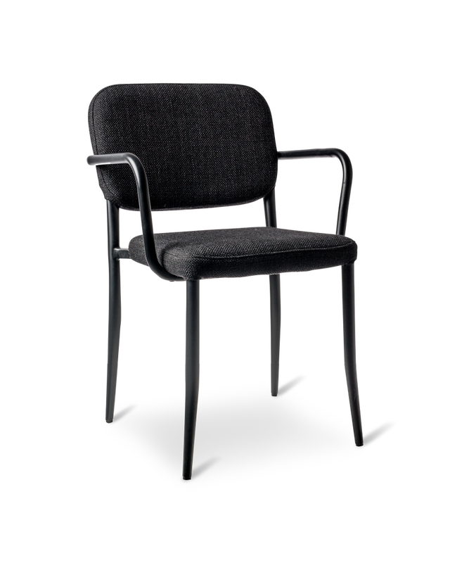 Chair Jamie fabric smooth black, Black, large