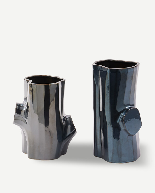 Vase Log gold S, Dark grey, pdp