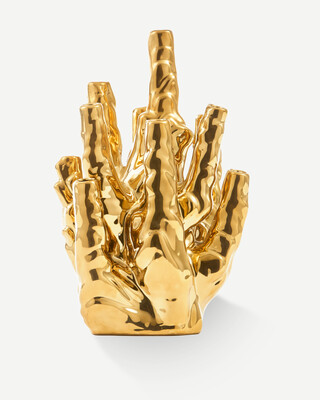 vase coral 10-Tulips gold, Gold, medium