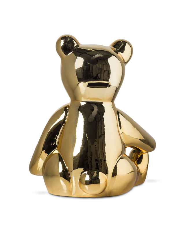 Moneybox Teddy gold, Gold, large