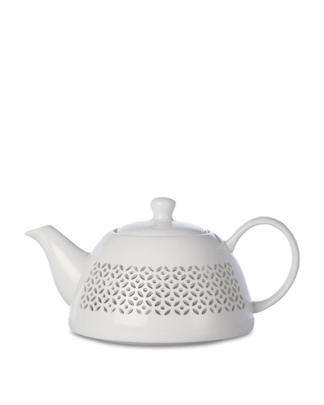 Teapot pierced, White, large