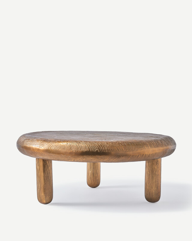 coffee table thick disk antique brass, Copper, pdp