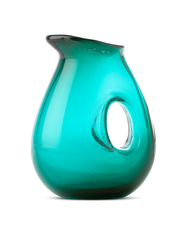 Jug with Hole clear, Turquoise, large