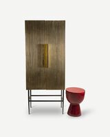 Cabinet Ribbel gold tall, Gold, small