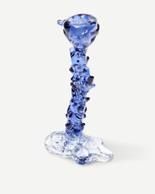 drip candle holder glass dark blue L, Dark blue, medium