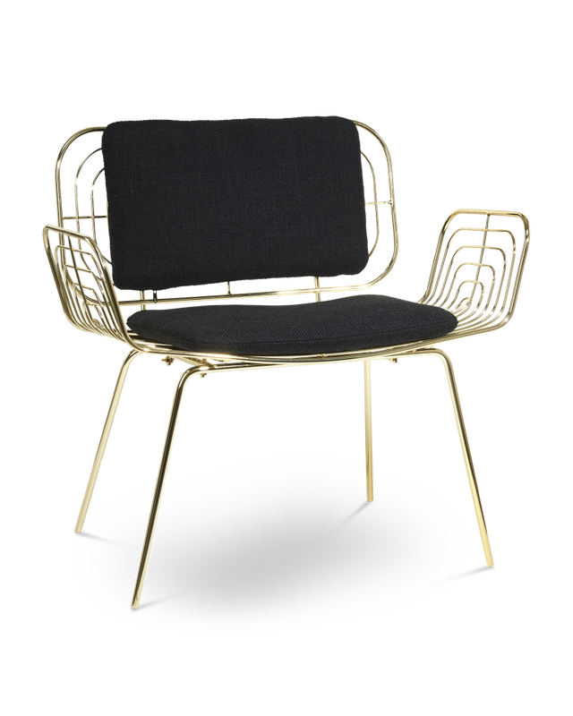 Lounge chair Boston black, Gold, large
