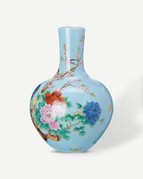 Ball body vase red, light blue, small