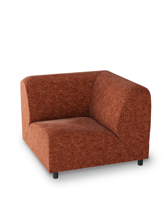 sofa a-round-u corner rust, Rust red, large