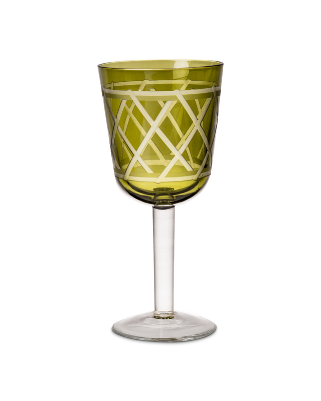 Wine glass Tie up set 4, Olive green, large